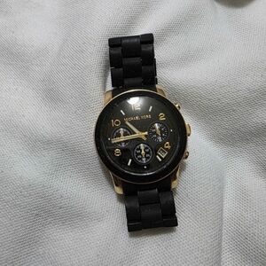 Michael Kors Black and Gold Chronograph Watch